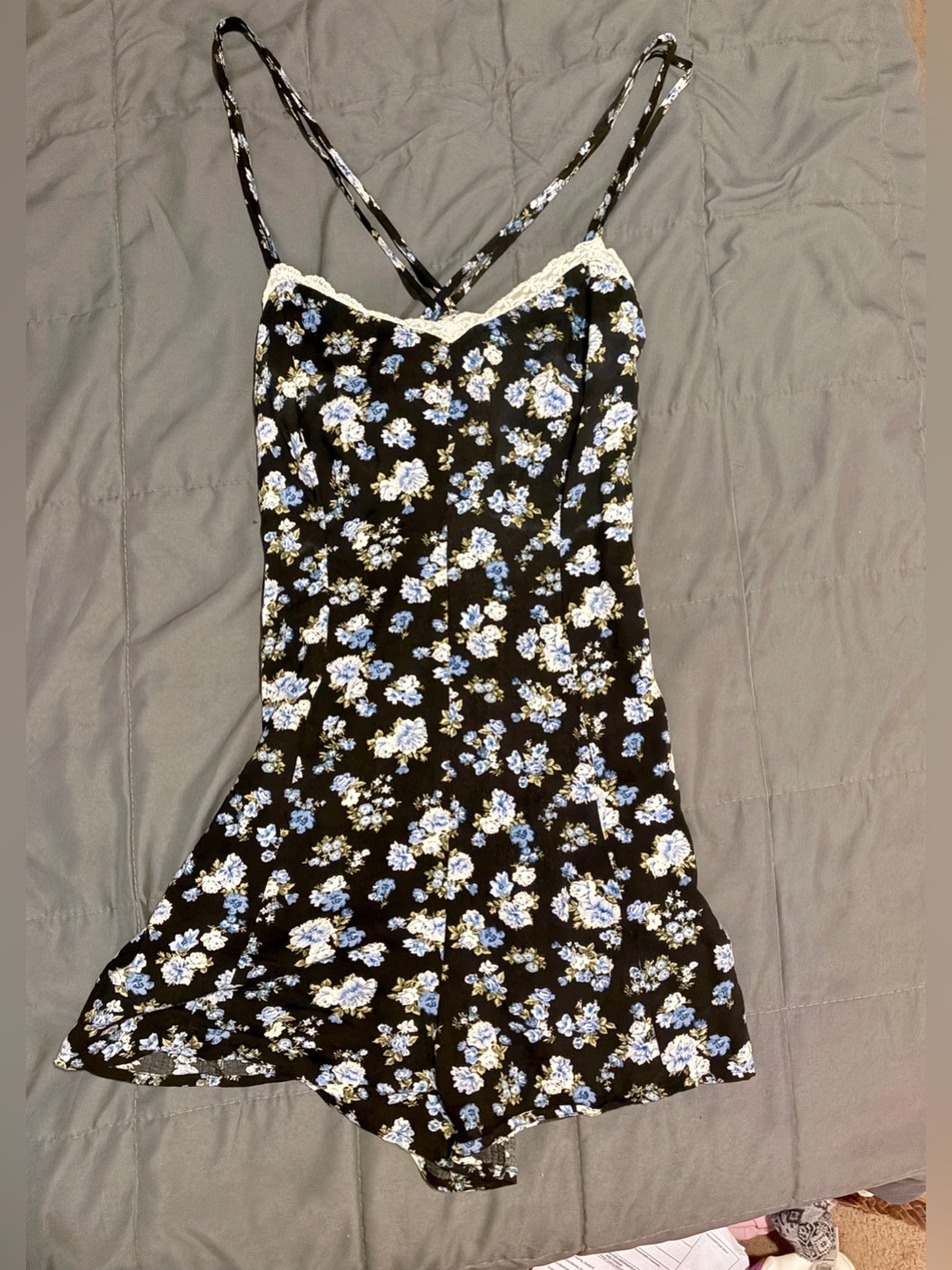 Black Floral Romper - size medium